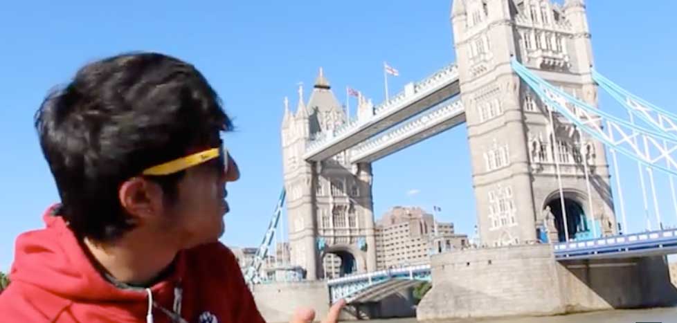 Prankster Jumping off London Tower Bridge